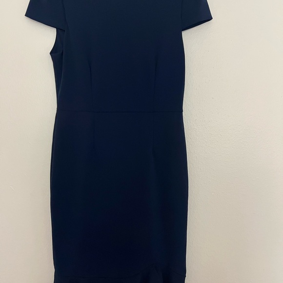 Betsey Johnson Navy Short-Sleeve Midi Dress with Ruffle Hem - Picture 4 of 6
